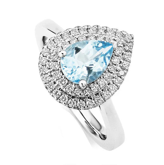 Aquamarine and Diamond Ring