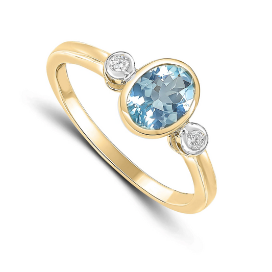 Aquamarine and Diamond Trilogy Ring