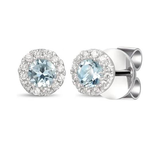 Aquamarine and Diamond Earrings