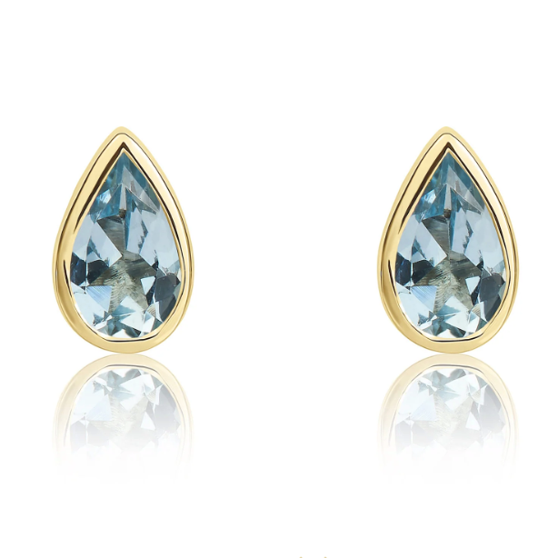 Aquamarine Pear Cut Earrings