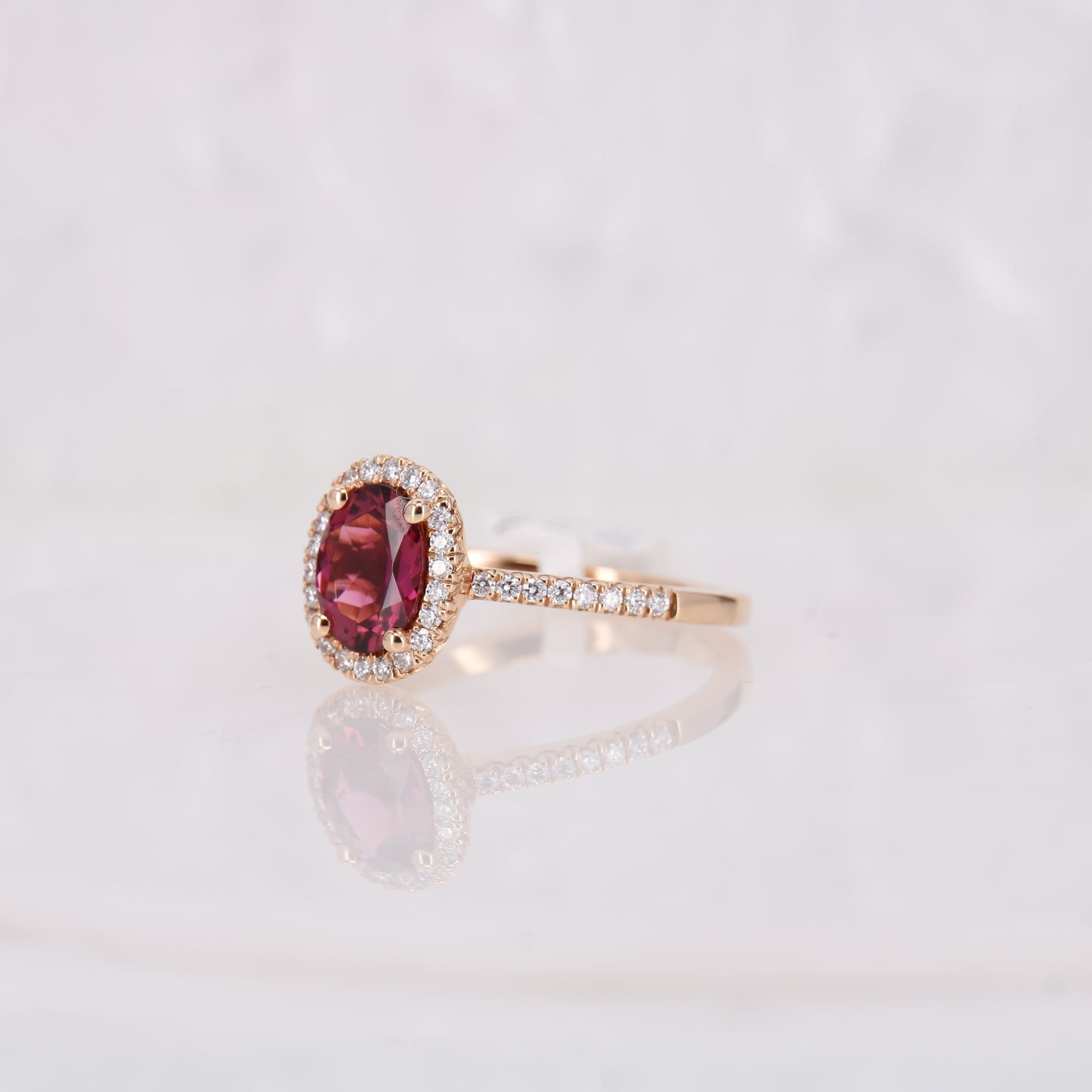 18ct Rose Gold Pink Tourmaline and Diamond Ring