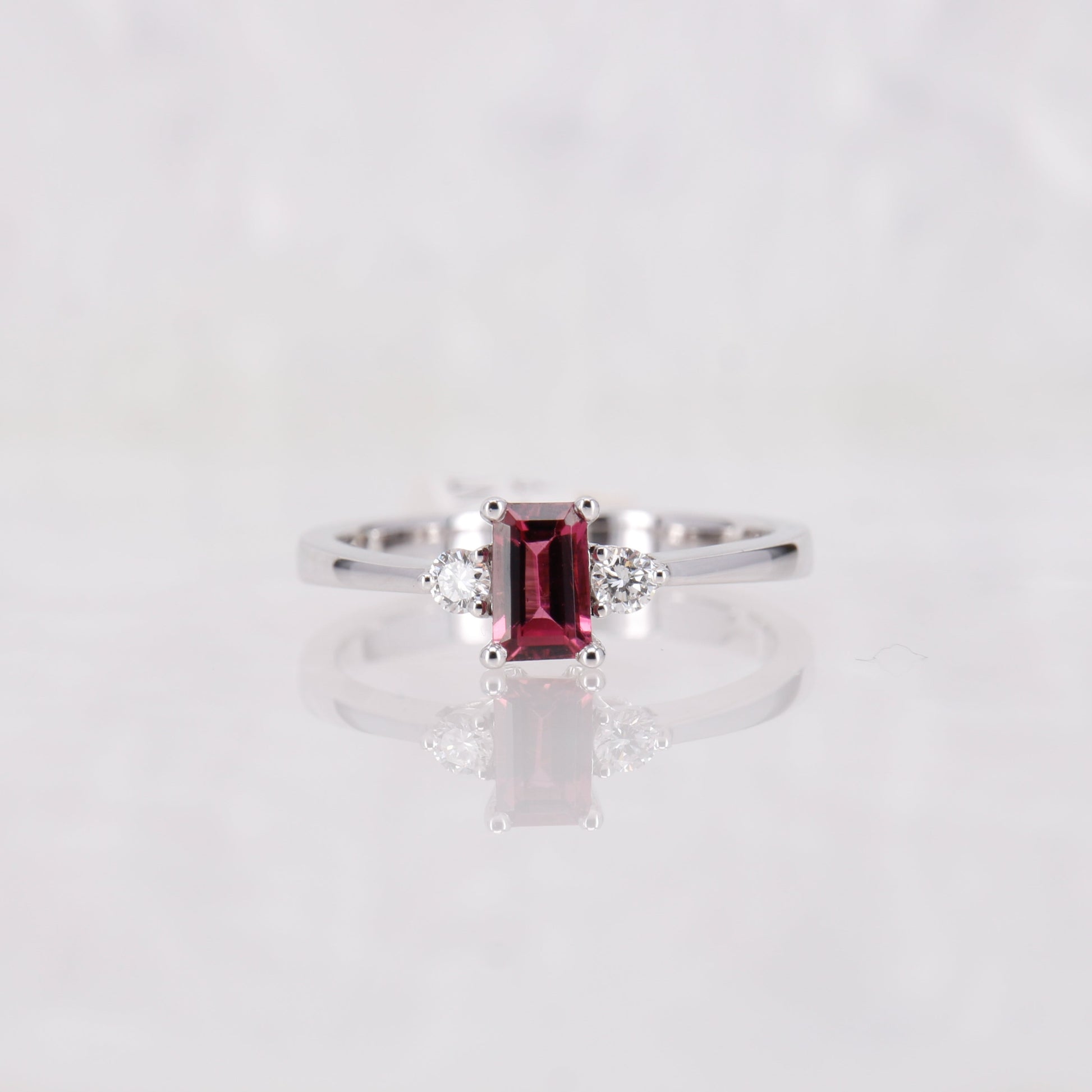 Pink Tourmaline and Diamond Ring. Set in 18ct white gold. 