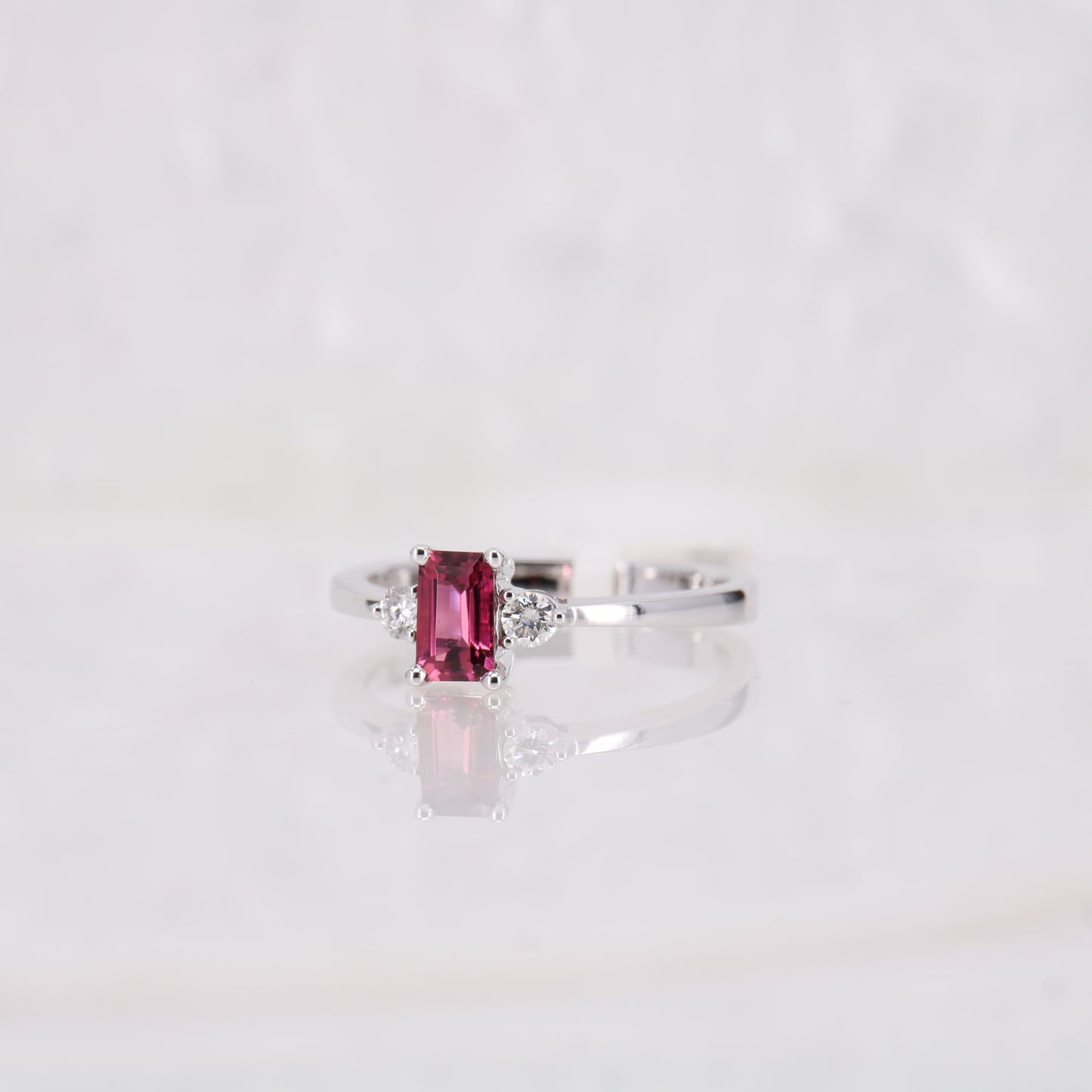 Pink Tourmaline and Diamond Ring. Set in 18ct white gold. 