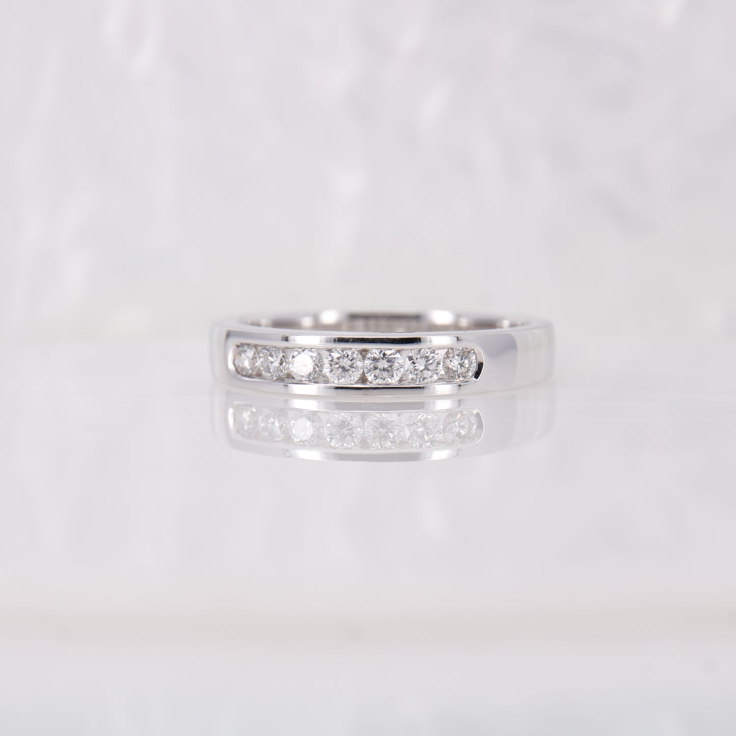 Secondhand Vintage 18ct White Gold Diamond Eternity ring, diamond wedding band channel set.
