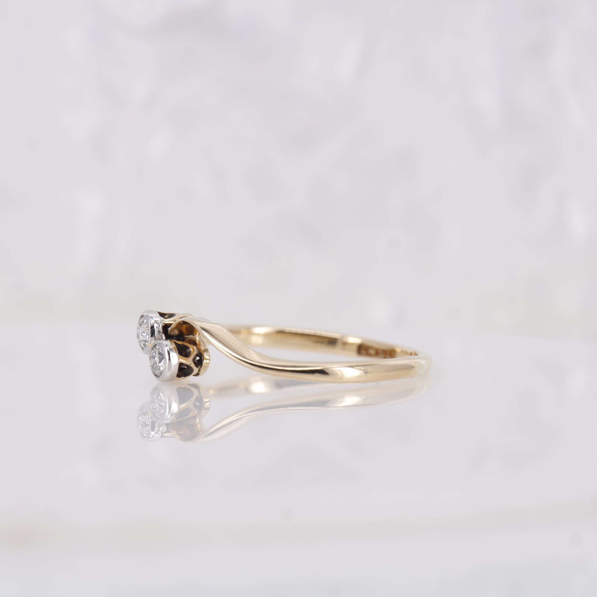 18ct Gold Antique Diamond Ring,Two Stone 18k Yellow Gold,Toi et Moi Ring,Antique,Engagement Ring 1930's