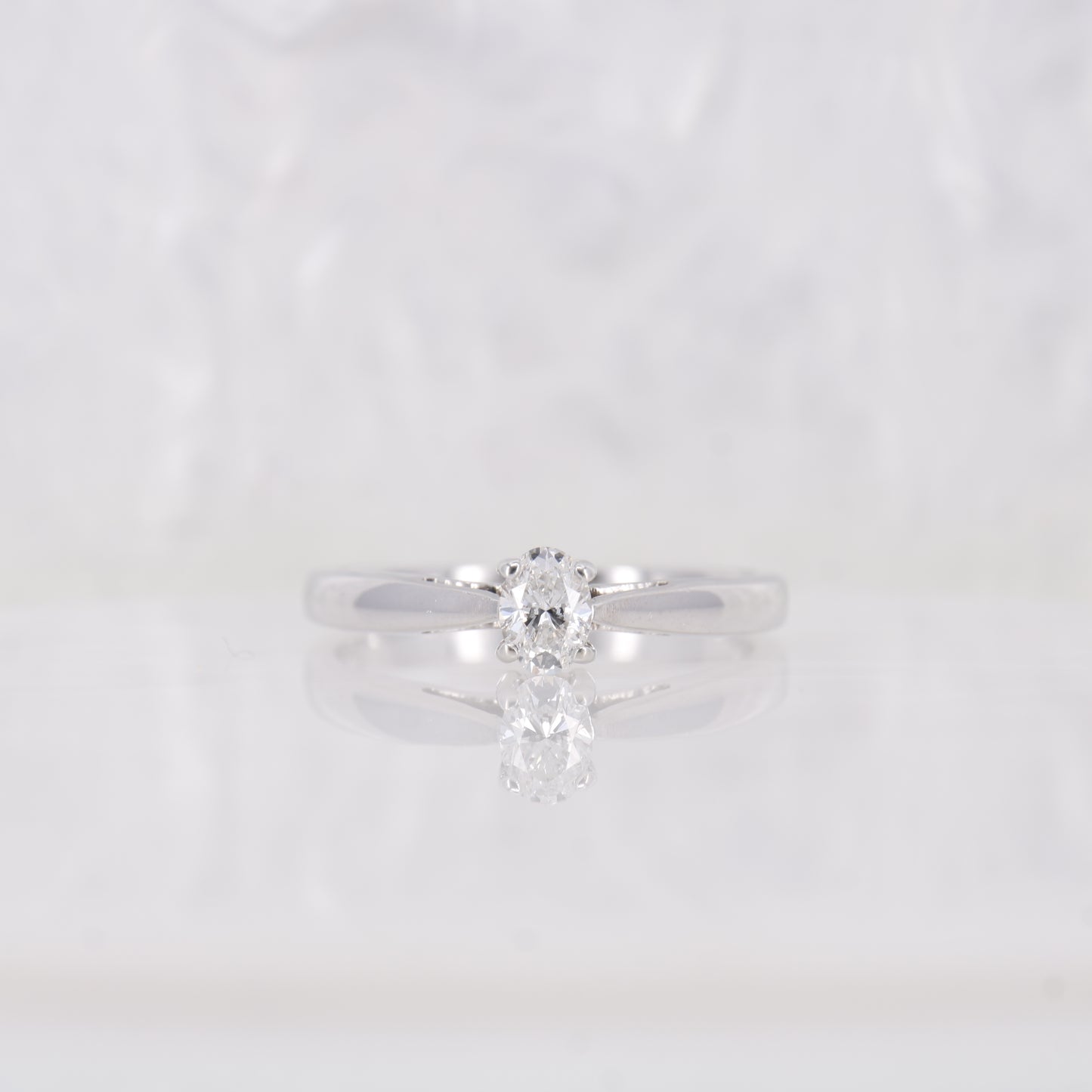 Secondhand Vintage Oval Cut Solitaire Engagement Ring, White gold Diamond Oval Diamond Ring.