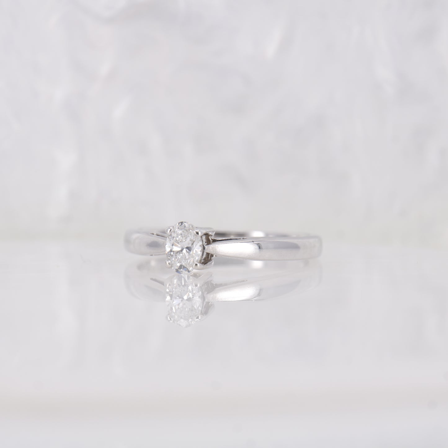 Secondhand Vintage Oval Cut Solitaire Engagement Ring, White gold Diamond Oval Diamond Ring.