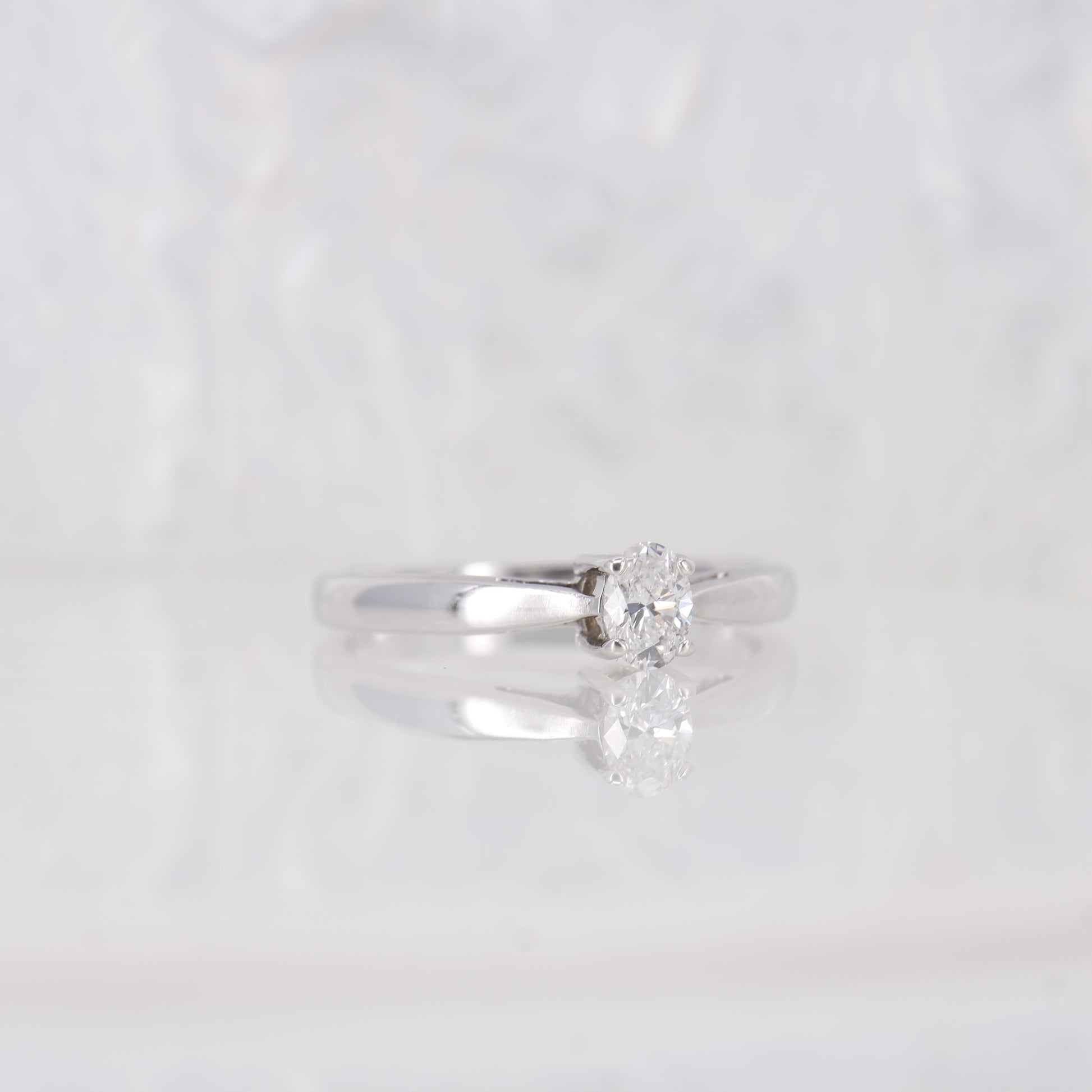 Secondhand Vintage Oval Cut Solitaire Engagement Ring, White gold Diamond Oval Diamond Ring.