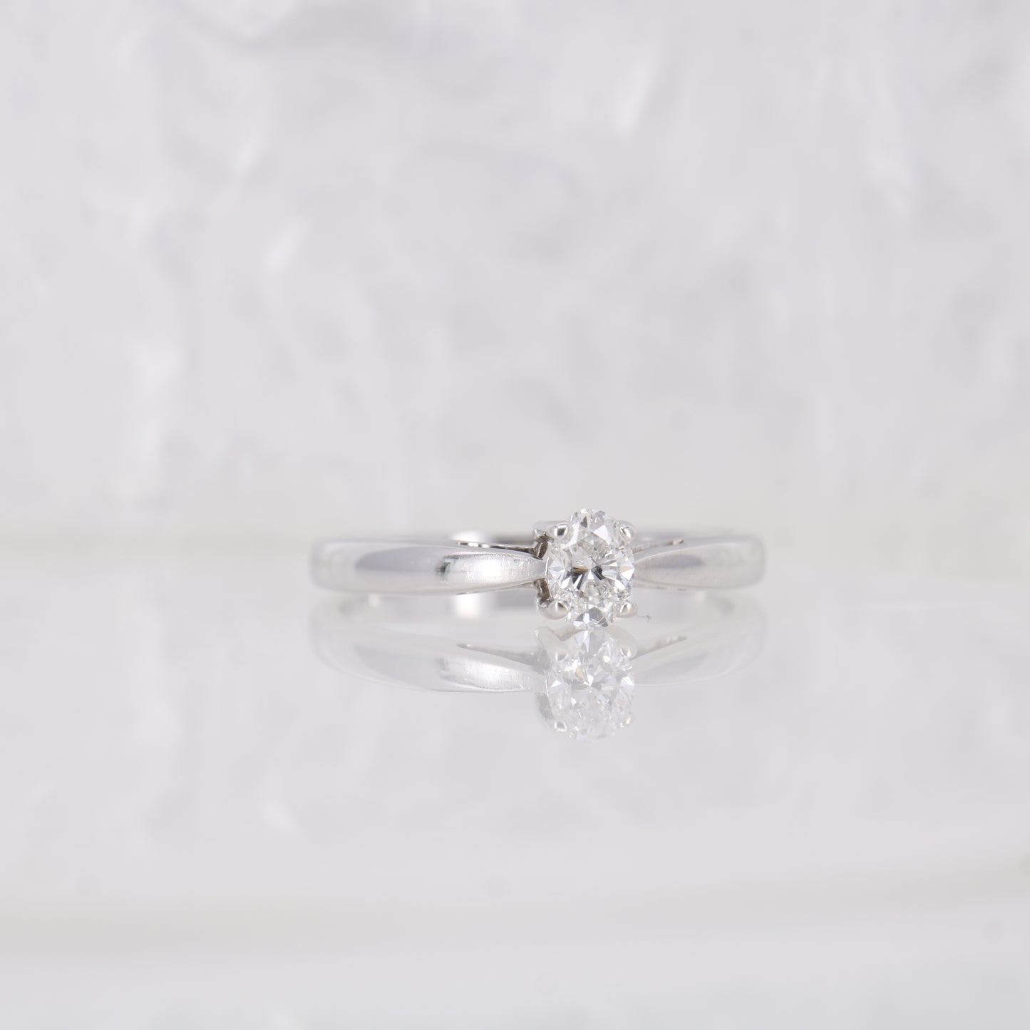 18ct White Gold Oval Cut Solitaire Diamond Engagement Ring