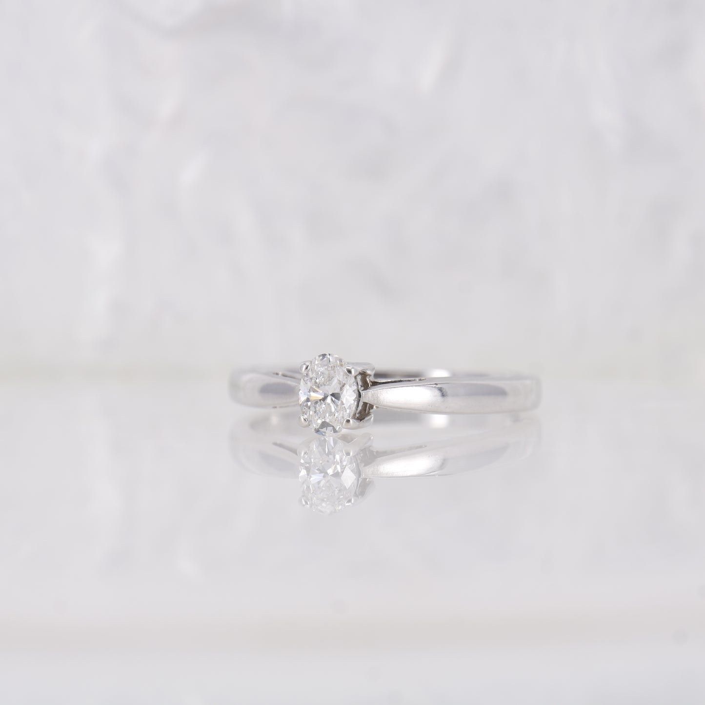 18ct White Gold Oval Cut Solitaire Diamond Engagement Ring