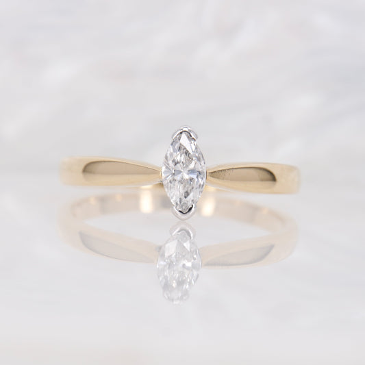 18ct Gold Marquise Solitaire Diamond Ring