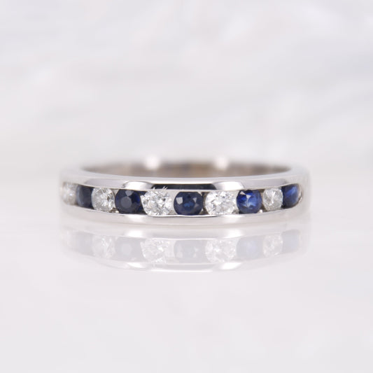 Preowned Sapphire and Diamond Eternity Channel Set Ring