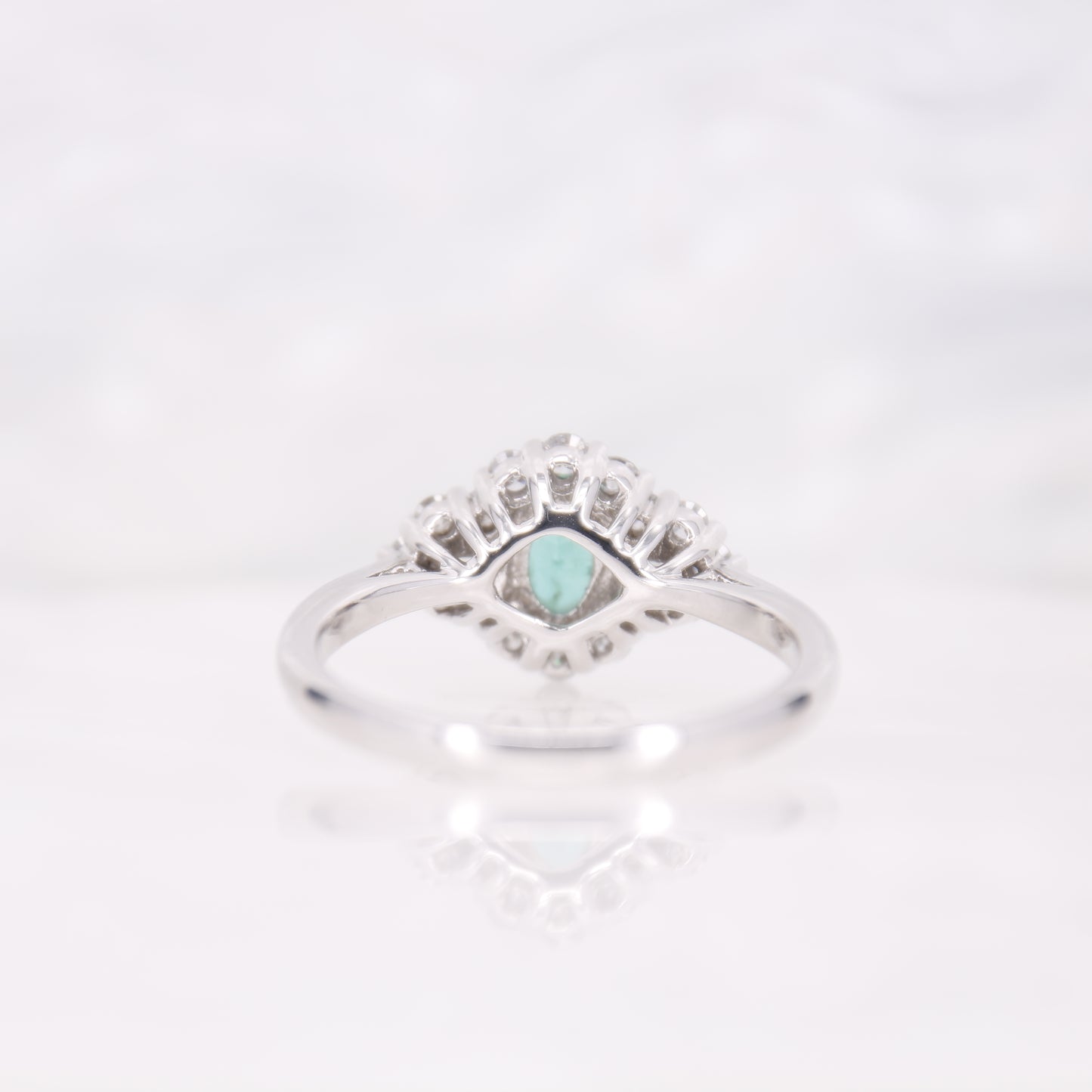 18ct White Gold Emerald and Diamond Cluster Ring