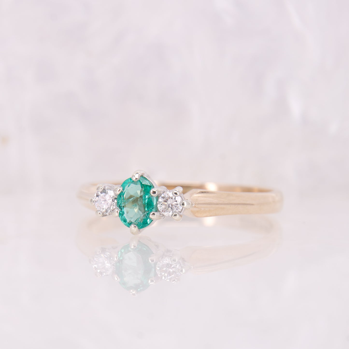 Emerald and Diamond Trilogy Ring