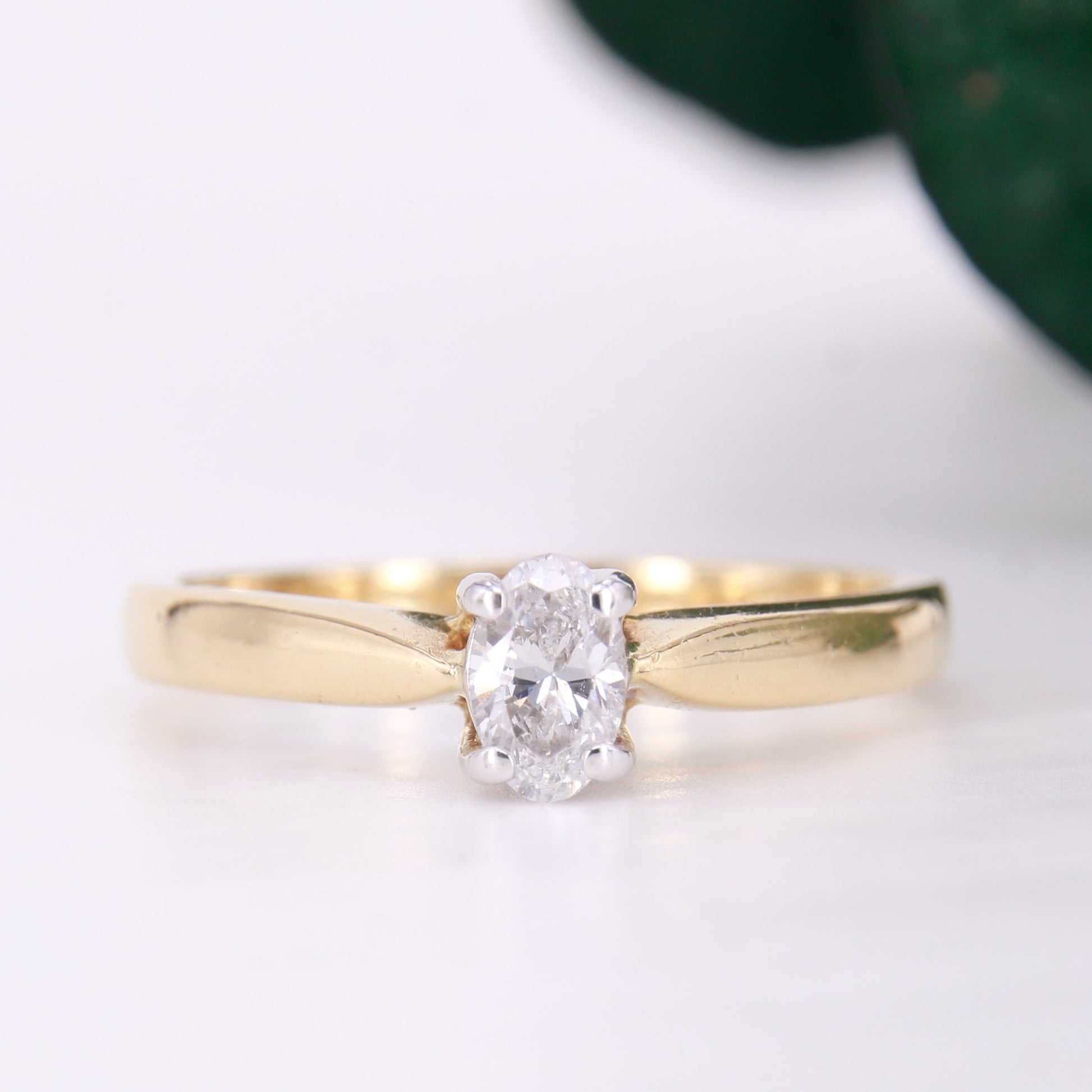 Preowned Oval Cut Solitaire Diamond Engagement Ring 18ct Yellow Gold. 