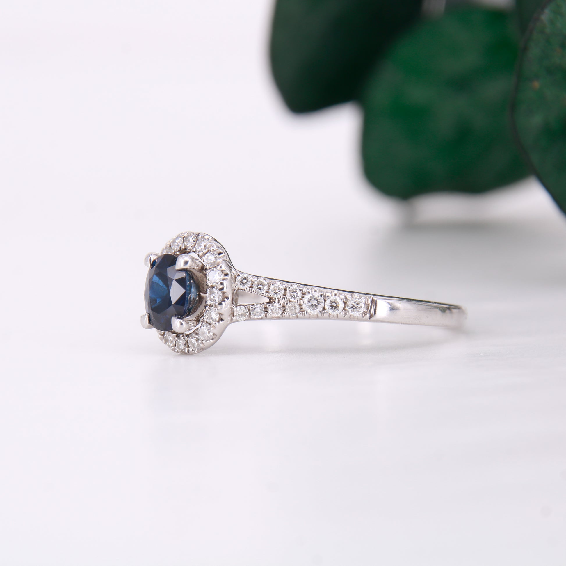 18ct White Gold Preowned Sapphire and Diamond Ring