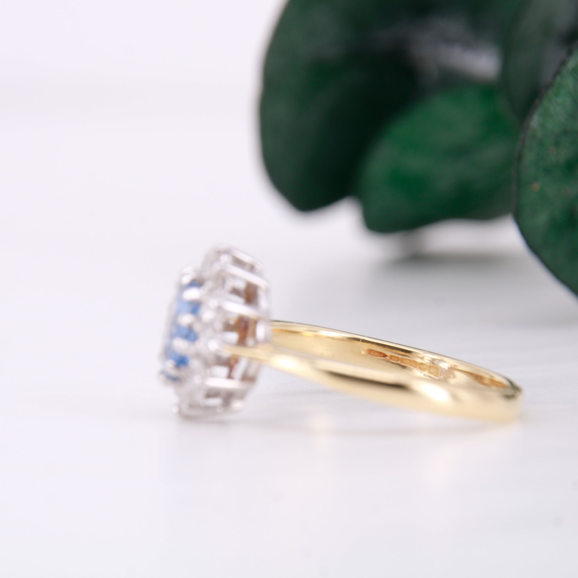 Preowned Ceylon Sapphire and Diamond Engagement Ring, Diana Style Sapphire and Diamond Ring