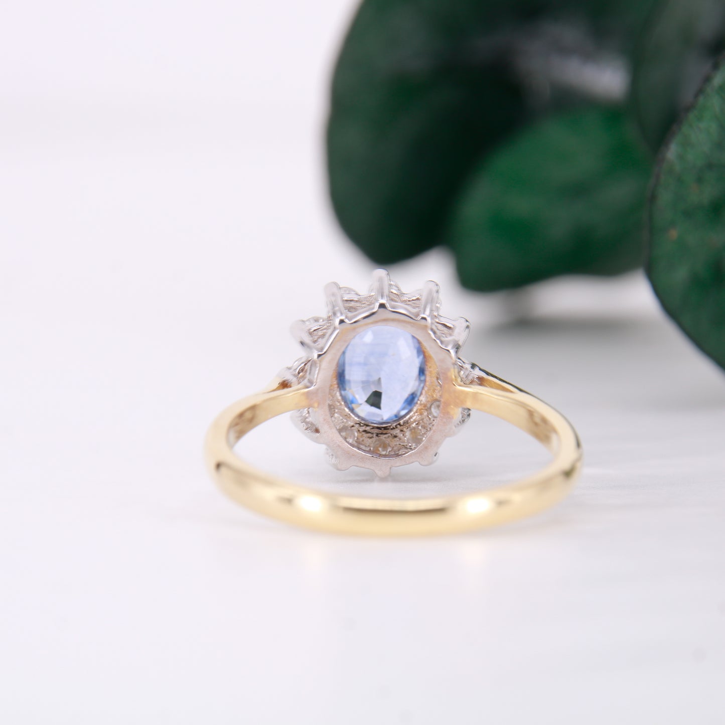 Preowned Ceylon Sapphire and Diamond Engagement Ring, Diana Style Sapphire and Diamond Ring