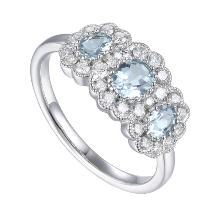 Aquamarine and Diamond Ring