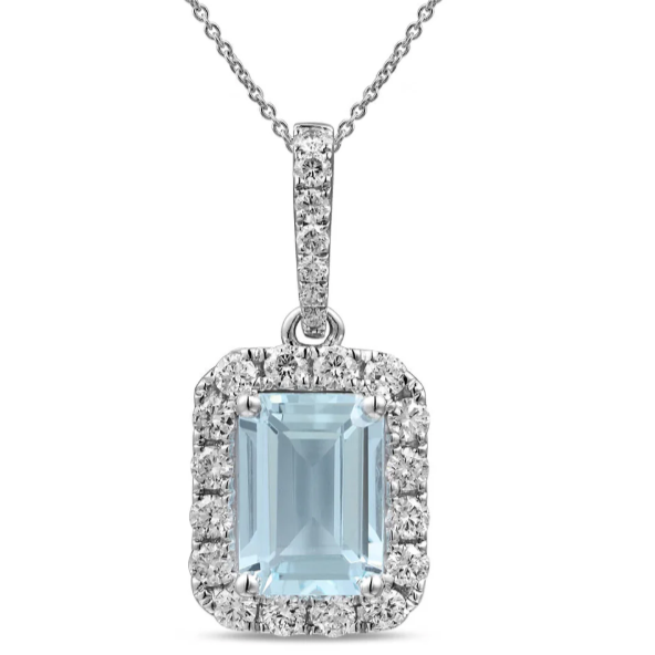 Aquamarine and Diamond Pendant