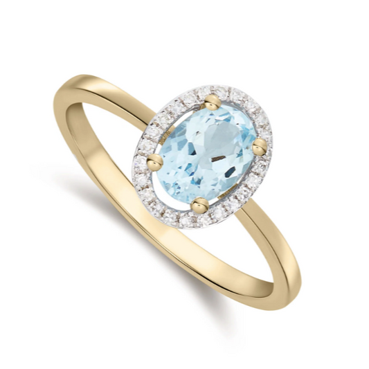 Aquamarine and Diamond Ring