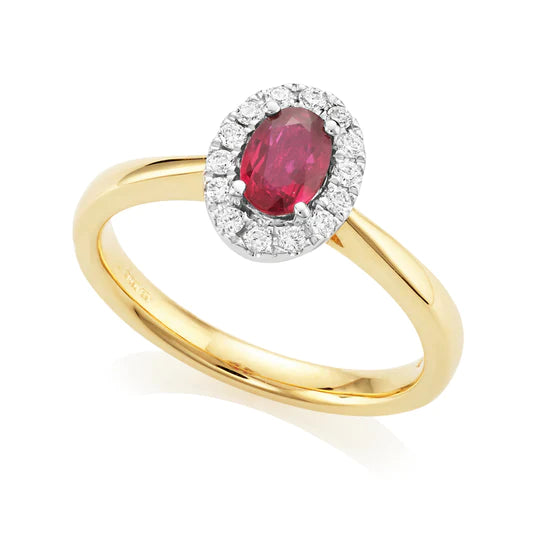 Ruby and Diamond Oval Cut Engagement Ring